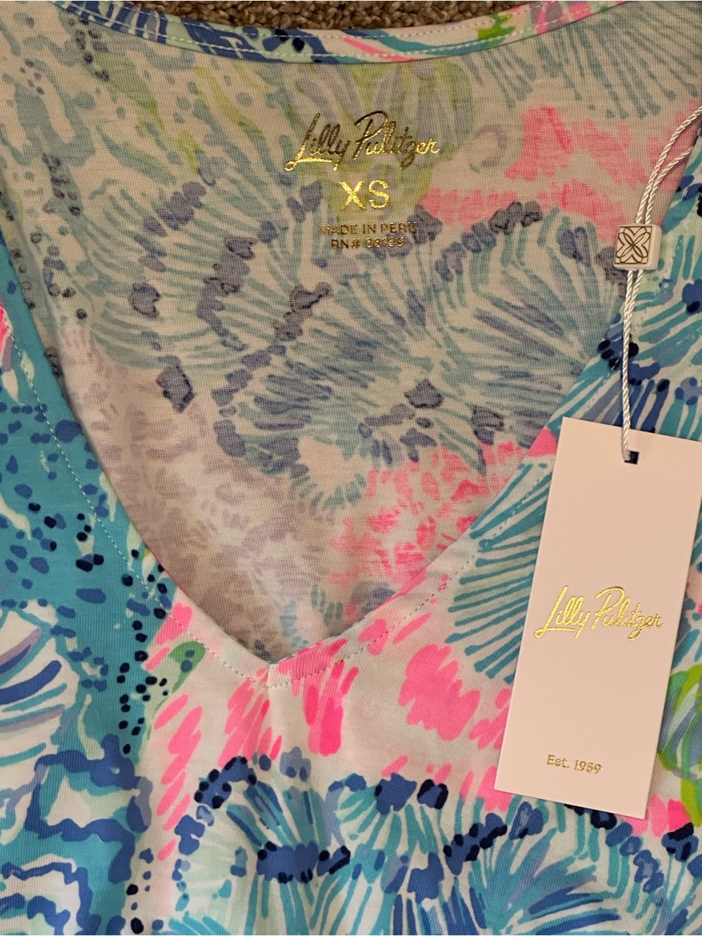 Lilly Pulitzer Jannie Cotton V-Neck Dress – Lima Peru Print NWT Size XS - Picture 3 of 7